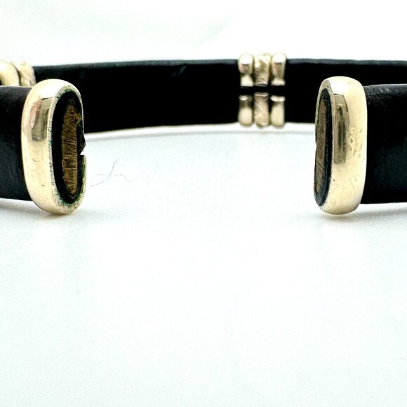 Handcrafted Copper & Brass Leather Bracelet  Intricate Detailing Adjustable - Picture 8 of 9